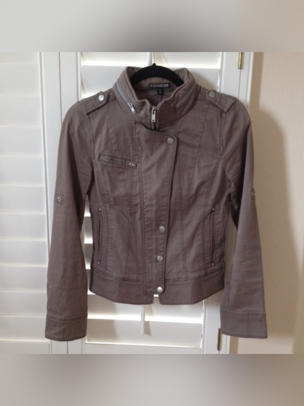 Express Taupe Moto-Style Women's Jacket